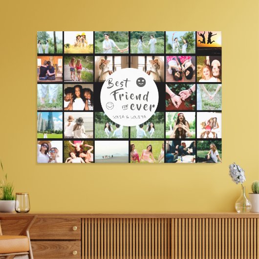 Beste vrienden voor altijd Custom 28-Photo Collage Canvas Afdruk (Insitu (Woonkamer))