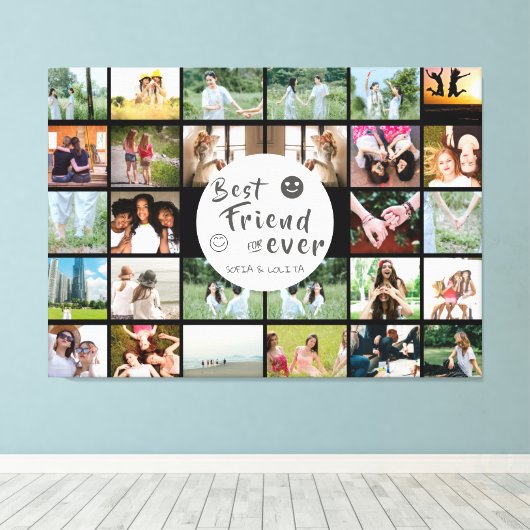 Beste vrienden voor altijd Custom 28-Photo Collage Canvas Afdruk (Insitu (Houten vloer))