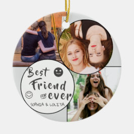 Beste vrienden voor altijd Custom 3-Photo Collage Keramisch Ornament