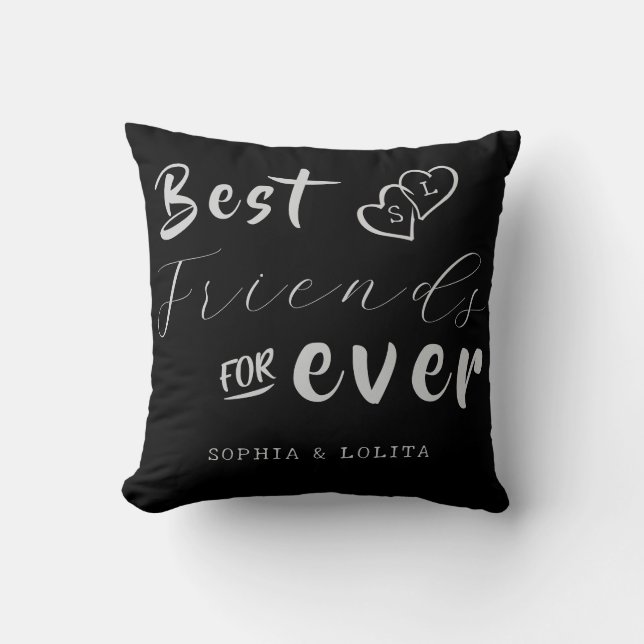 Beste vrienden voor altijd Custom Black Pillow - v Kussen (Voorkant)