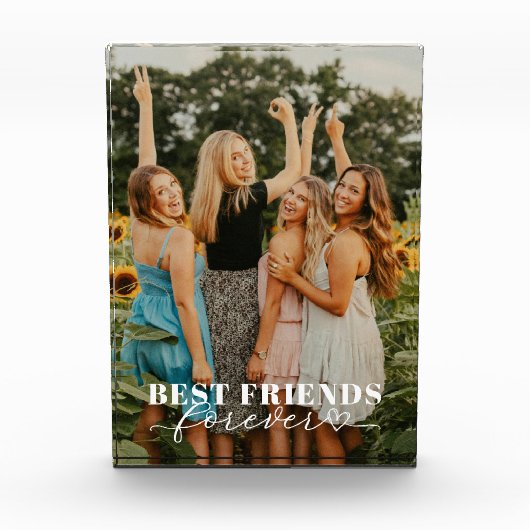 Beste vrienden voor altijd Custom White Script Fot Fotoblokken (Voorkant)