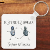 Beste vrienden voor altijd eigen tekstuele voettek sleutelhanger (Achterkant)