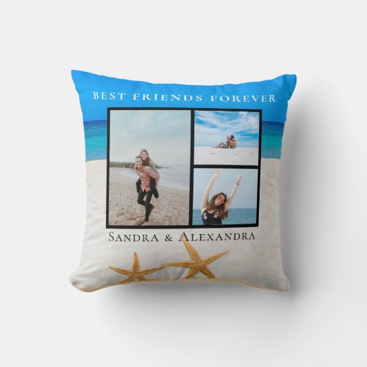 Beste Vrienden Voor Altijd Foto Collage Starfish S Kussen (Voorkant)