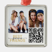 Beste vrienden voor altijd Foto QR-code Metalen Ornament (Voorkant)