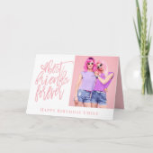 Beste vrienden voor altijd Foto Roze gelukkige ver Kaart (Voorkant)