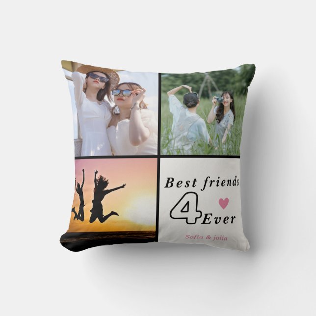 Beste vrienden voor altijd Fotocollage– Aangepaste Kussen (Voorkant)