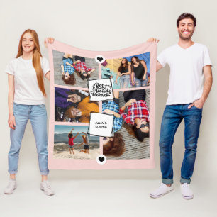 Beste vrienden voor altijd fotocollage blush roze fleece deken