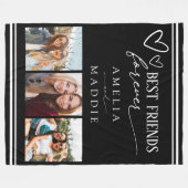 Beste vrienden voor altijd fotocollage zwart fleece deken (Voorkant (Horizontaal))