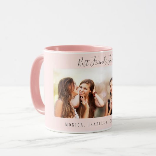 Beste vrienden voor altijd foto's zijn donkerroze mok (Voorkant links)