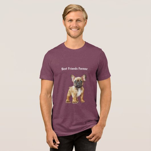 Beste vrienden voor altijd Frenchie Dog Tri-Blend Shirt (Voorkant volledig)
