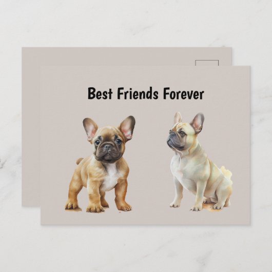Beste vrienden voor altijd Frenchie Dogs Briefkaart (Voorkant / Achterkant)