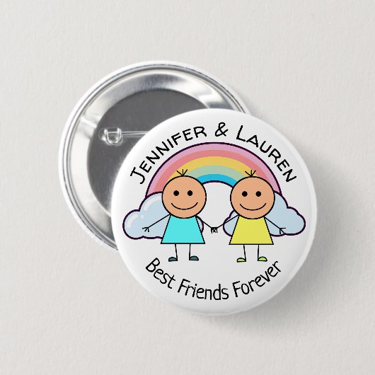 Beste vrienden voor altijd gepersonaliseerd ronde button 5,7 cm (Voorkant /achterkant)