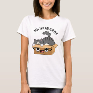 Beste vrienden voor altijd grappige kat en doos wo t-shirt