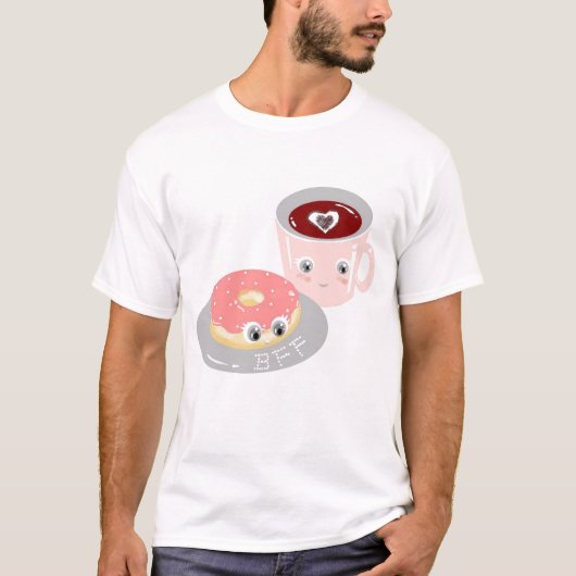 Beste vrienden voor altijd Kawaii Coffee and Donut T-shirt (Voorkant)