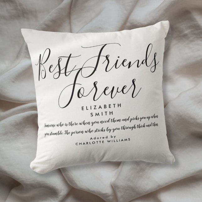 Beste Vrienden Voor Altijd Modern Elegant Script C Kussen (Best Friends Forever Modern Elegant Script Quote Throw Pillow)
