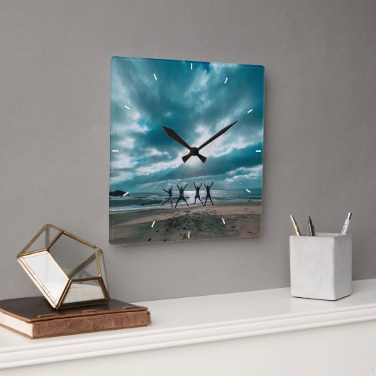 Beste vrienden voor altijd moderne BFF foto Square Vierkante Klok (Kantoor)