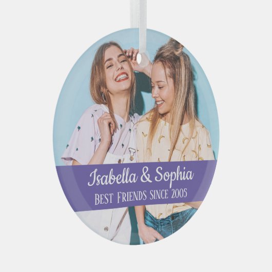 Beste vrienden voor altijd moderne BFF foto trendy Glas Ornament (Voorkant Rechts)