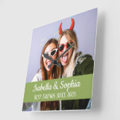 Beste vrienden voor altijd moderne BFF foto Vierkante Klok (Hoek)
