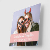 Beste vrienden voor altijd moderne BFF foto Vierkante Klok (Hoek)