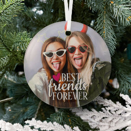 Beste vrienden voor altijd moderne BFF-fototrendy Glas Ornament