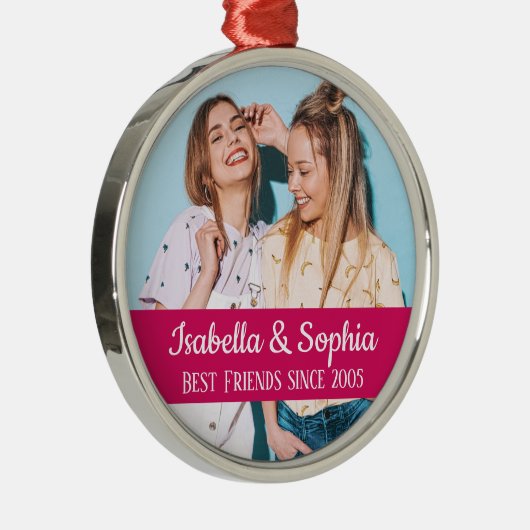 Beste vrienden voor altijd moderne BFF-fototrendy Metalen Ornament (Rechts)
