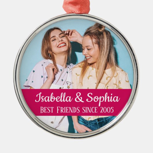 Beste vrienden voor altijd moderne BFF-fototrendy Metalen Ornament (Voorkant)