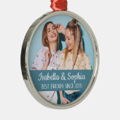Beste vrienden voor altijd moderne BFF-fototrendy Metalen Ornament (Rechts)