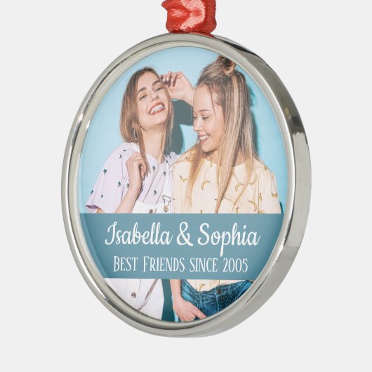 Beste vrienden voor altijd moderne BFF-fototrendy Metalen Ornament (Links)