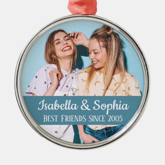 Beste vrienden voor altijd moderne BFF-fototrendy Metalen Ornament (Voorkant)