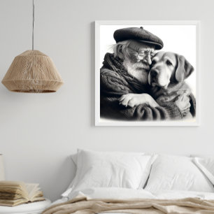 Beste Vrienden Voor Altijd Oudere Hond en Hond Foto Afdruk