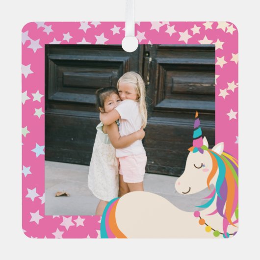 Beste vrienden voor altijd roze magische eenhoorn  metalen ornament (Voorkant)