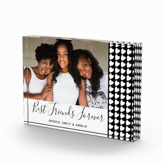 Beste vrienden voor altijd zwarte hartvriend fotoblokken (Rechts)