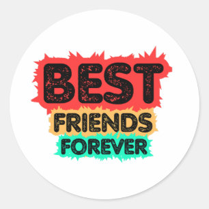 BESTE VRIENDEN VOOR ALTJD RETRO VRIENDEN, VRIENDSC RONDE STICKER