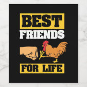 Beste vrienden voor het leven van kippen wijn etiket (Enkel label)