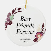 Beste vrienden voor Paarse bloemen, speciaal geper Keramisch Ornament (Voorkant)