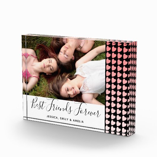 Beste vrienden voor roze roze hartvriendschap fotoblokken (Rechts)