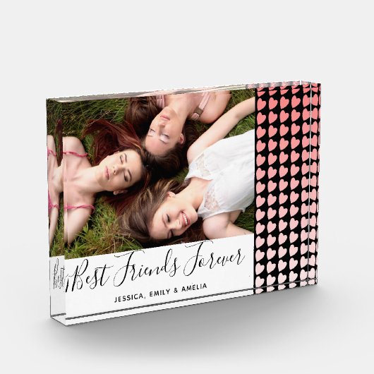 Beste vrienden voor roze roze hartvriendschap fotoblokken (Links)