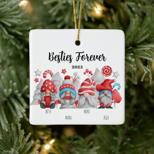 Beste Vrienden Vrouw en Mannelijke Gnomen Keramisch Ornament (Boom)