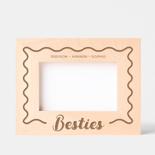 Beste vrienden Wavy Border Laser Gegraveerde Lijstjes (Voorkant)