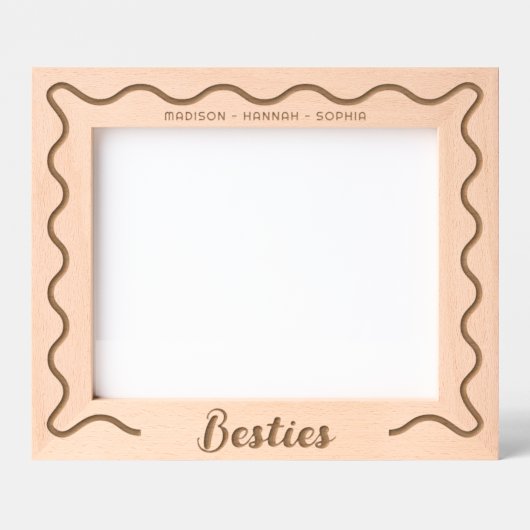 Beste vrienden Wavy Border Laser Gegraveerde Lijstjes (Voorkant)