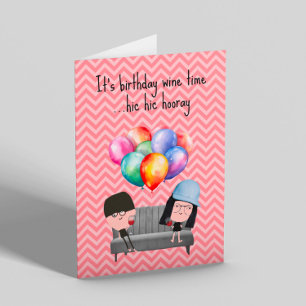 Beste vrienden & wijn verjaardag kaart