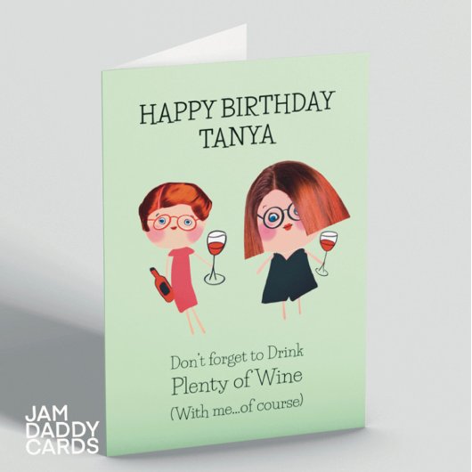Beste vrienden & wijn verjaardag kaart