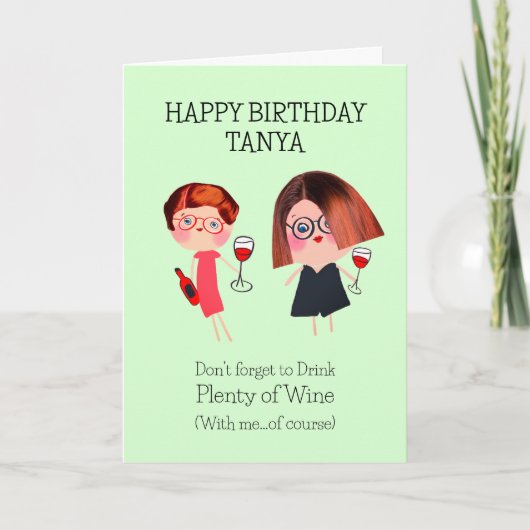Beste vrienden & wijn verjaardag kaart (Voorkant)