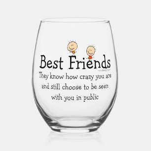 Beste vrienden wijnglas zonder voet
