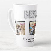 Beste vrienden wit zilveren besties foto namen latte mok (Linkerhoek)