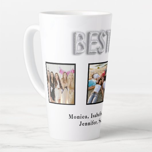 Beste vrienden wit zilveren besties foto namen latte mok (Linkerhoek)