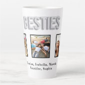 Beste vrienden wit zilveren besties foto namen latte mok (Voorkant)