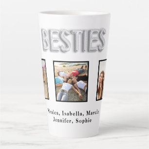Beste vrienden wit zilveren besties foto namen latte mok