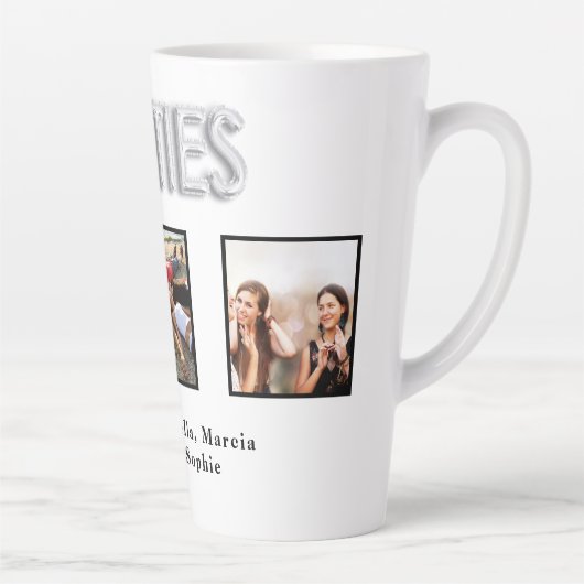 Beste vrienden wit zilveren besties foto namen latte mok (Rechts)