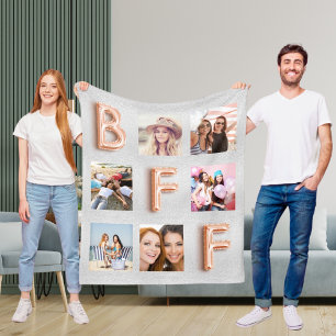 Beste Vrienden zilver roos gouden foto collage Fleece Deken